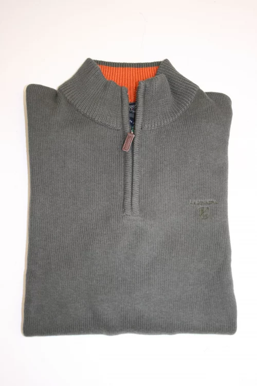 Pull Col Cheminee Coton Laine 3 Fils Kaki Fonce – Image 2