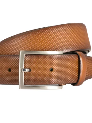 Accessoire Ceinture Cuir Frappe Beige Moyen