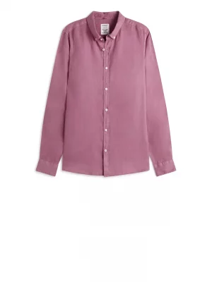 Chemise Manches Longues Sport Lin Uni Rose Moyen