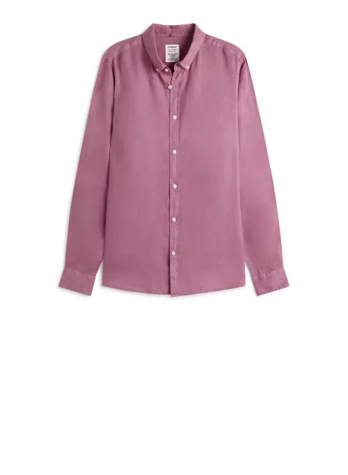 Chemise Manches Longues Sport Lin Uni Rose Moyen