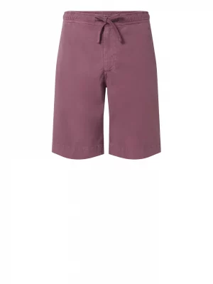Pantalon Bermuda  Droit Coton Uni Rose Moyen