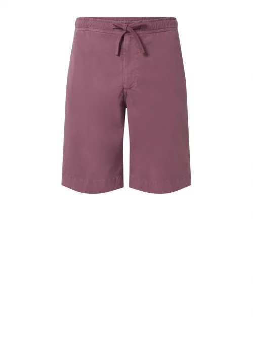 Pantalon Bermuda  Droit Coton Uni Rose Moyen
