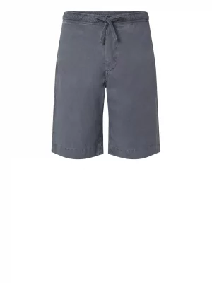 Pantalon Bermuda  Droit Coton Uni Bleu Moyen