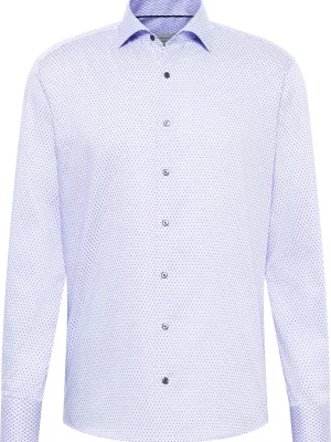 Chemise Manches Longues Ville Imprime Geometrique Bleu Clair