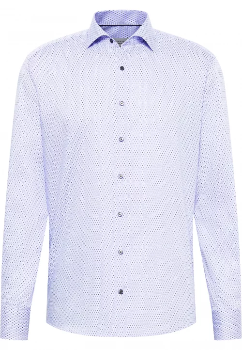 Chemise Manches Longues Ville Imprime Geometrique Bleu Clair