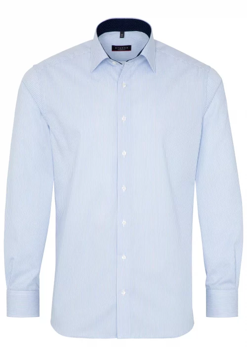 Chemise Manches Longues Ville Fine Rayure Bleu Clair