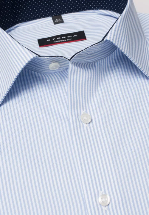 Chemise Manches Longues Ville Fine Rayure Bleu Clair – Image 2