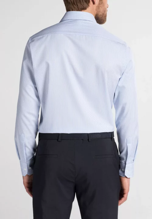 Chemise Manches Longues Ville Fine Rayure Bleu Clair – Image 4