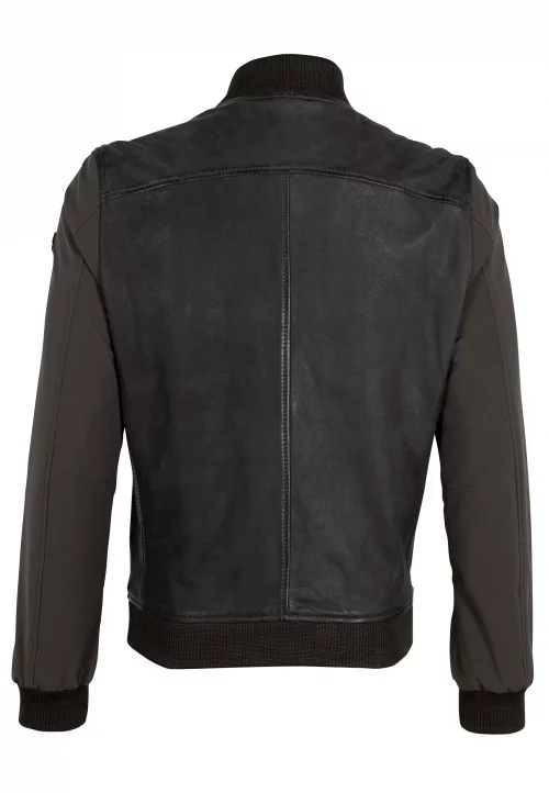 Cuir Blouson Bi-matiere Kaki Fonce – Image 2
