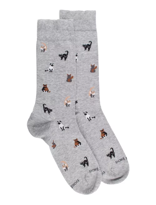 Accessoire Chaussettes Fantaisie Chat Gris Clair