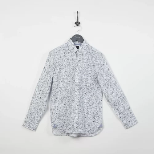 Chemise Manches Longues Sport Imprime Fleurs Bleu Bleu Clair