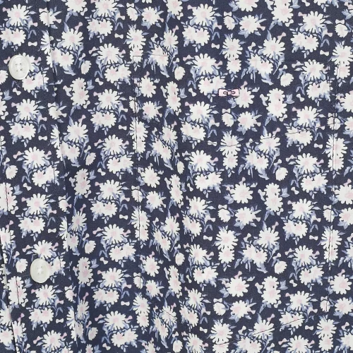 Chemise Manches Courtes Sport Imprime Fleurs Rose Bleu Fonce – Image 3