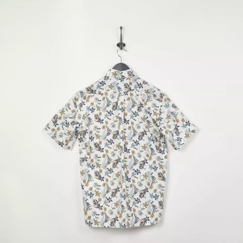 Chemise Manches Courtes Sport Imprime Grandes Fleurs Beige Moyen – Image 2