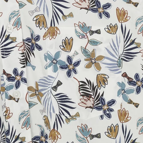 Chemise Manches Courtes Sport Imprime Grandes Fleurs Beige Moyen – Image 3