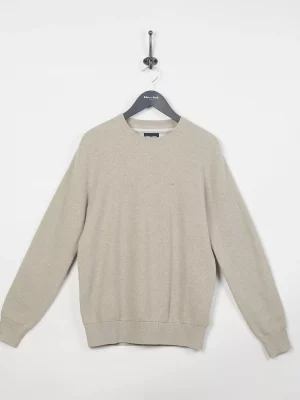 Pull Col Rond Nid Abeille Beige Clair