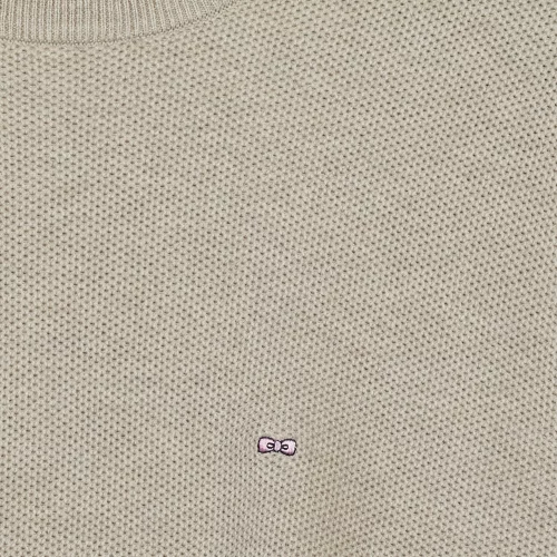 Pull Col Rond Nid Abeille Beige Clair – Image 2