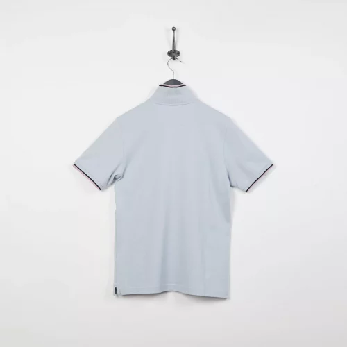 Polo Manches Courtes Rayure Col Et Bracelet Bleu Clair – Image 2
