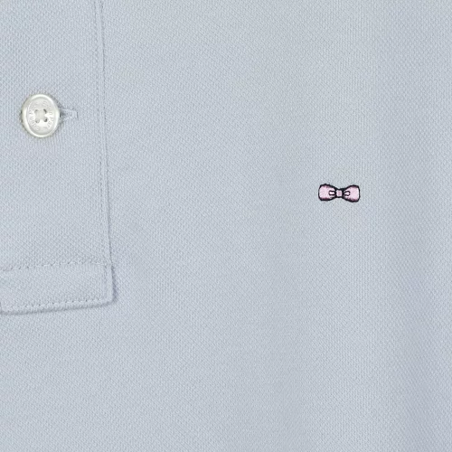 Polo Manches Courtes Rayure Col Et Bracelet Bleu Clair – Image 3