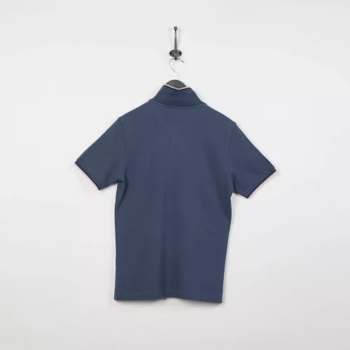 Polo Manches Courtes Rayure Col Et Bracelet Bleu Moyen – Image 2