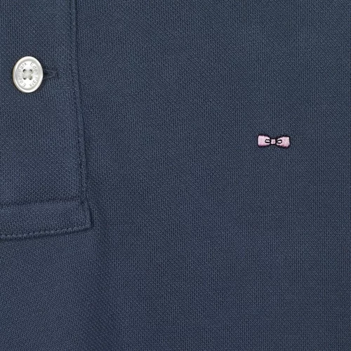 Polo Manches Courtes Rayure Col Et Bracelet Bleu Moyen – Image 3