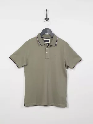 Polo Manches Courtes Rayure Col & Bracelets Kaki Moyen