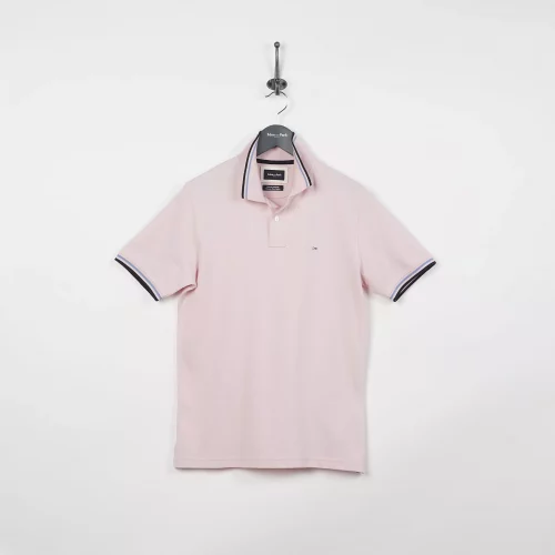 Polo Manches Courtes Rayure Col & Bracelets Rose Clair