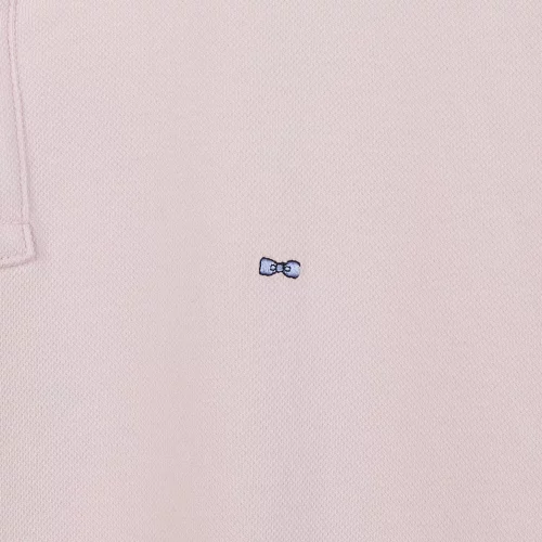 Polo Manches Courtes Rayure Col & Bracelets Rose Clair – Image 2