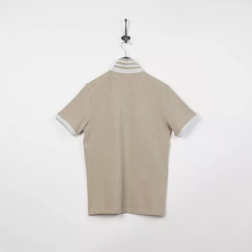 Polo Manches Courtes Rayure Grise Sous Col Beige Moyen – Image 2
