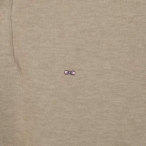 Polo Manches Courtes Rayure Grise Sous Col Beige Moyen – Image 3