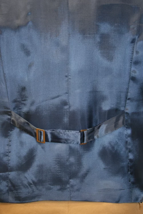Gilet Ceremonie Toile Unie Croise Bleu Moyen – Image 3