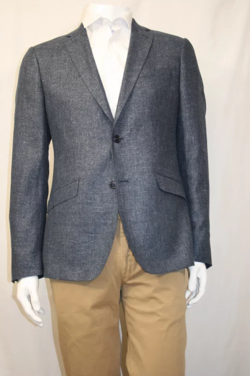 Veste Ville Faux Uni Lin Actu Bleu Moyen