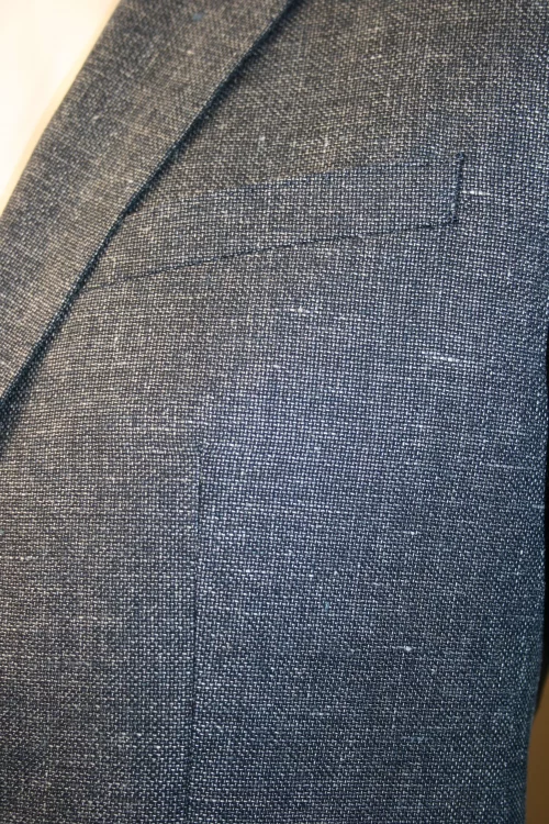 Veste Ville Faux Uni Lin Actu Bleu Moyen – Image 3