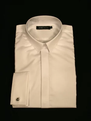 Chemise Manches Longues Ville Slim Twill Uni Mousquetaires Blanc