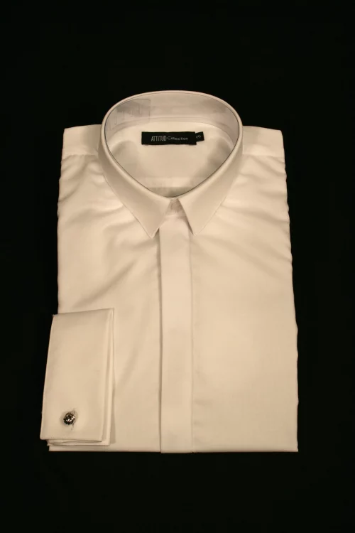 Chemise Manches Longues Ville Slim Twill Uni Mousquetaires Blanc