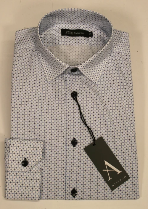 Chemise Manches Longues Ville Imprime Etoiles Modern Bleu Moyen