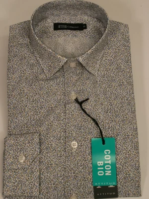 Chemise Manches Longues Ville Imprime Feuillage Modern Beige Moyen