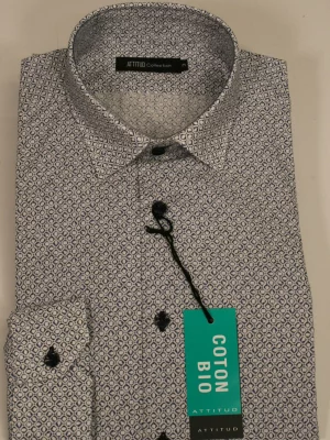 Chemise Manches Longues Ville Imprime Losanges Modern Bleu Moyen