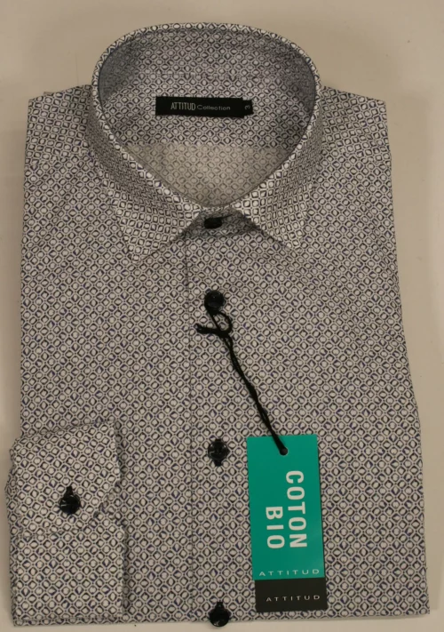 Chemise Manches Longues Ville Imprime Losanges Modern Bleu Moyen