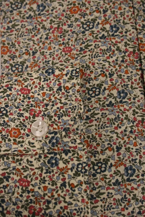 Chemise Manches Longues Ville Imprime Fleurs Modern Kaki Moyen – Image 2