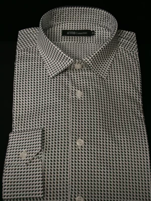 Chemise Manches Longues Ville Imprime Geometrique Modern Kaki Fonce
