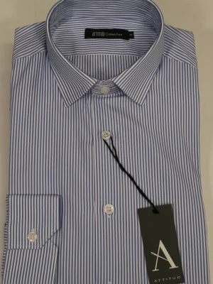 Chemise Manches Longues Ville Rayure Baton Modern Bleu Clair