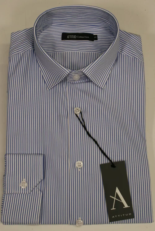 Chemise Manches Longues Ville Rayure Baton Modern Bleu Clair