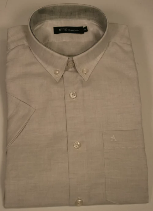 Chemise Manches Courtes Sport Coton Lin Modern Oppo Gris Clair
