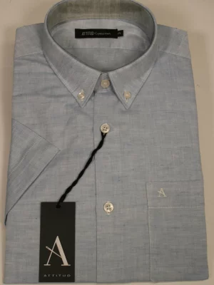 Chemise Manches Courtes Sport Coton Lin Modern Oppo Bleu Clair
