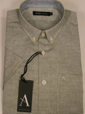 Chemise Manches Courtes Sport Coton Lin Modern Oppo Vert Moyen