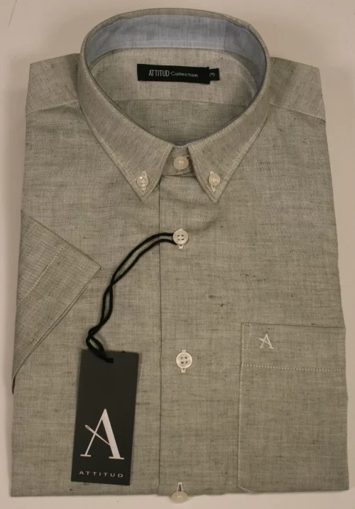 Chemise Manches Courtes Sport Coton Lin Modern Oppo Vert Moyen