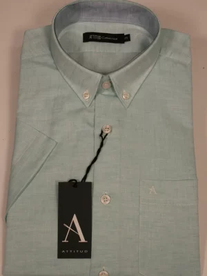 Chemise Manches Courtes Sport Coton Lin Modern Oppo Vert Clair