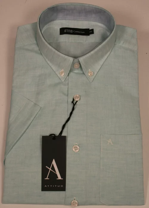Chemise Manches Courtes Sport Coton Lin Modern Oppo Vert Clair