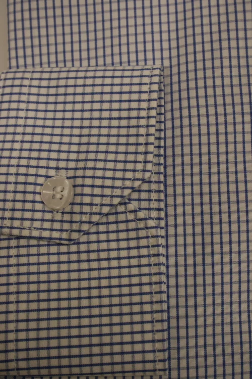 Chemise Manches Longues Ville Petit Carreau Bleu Clair – Image 2