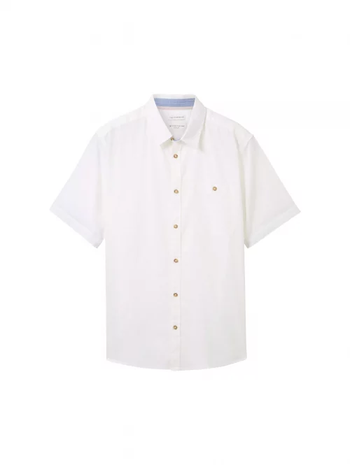 Chemise Manches Courtes Sport Lin Coton Uni Blanc